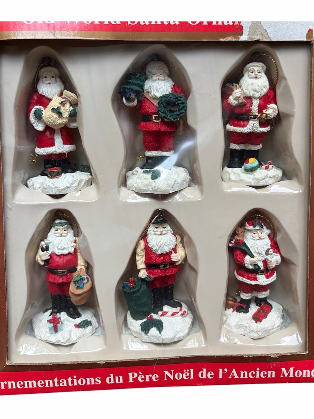Heritage Mint 1998 Old World Santa Christmas Ornaments Resin Set 6 Box Xmas